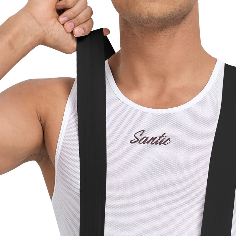 Culote corto con tirantes y almohadilla Elastic Interface® para hombre de Santic LuZheng Verde