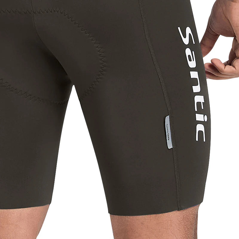 Culote corto con tirantes y almohadilla Elastic Interface® para hombre de Santic LuZheng Verde