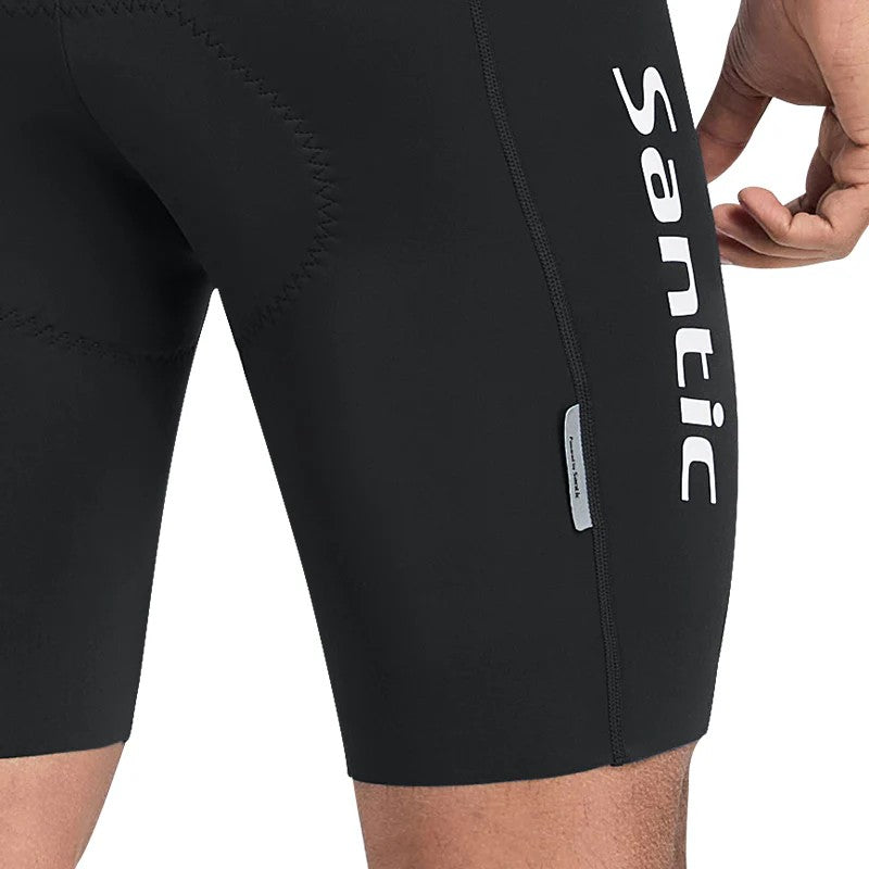 Culote corto con tirantes y almohadilla Elastic Interface® para hombre de Santic LuZheng Negro