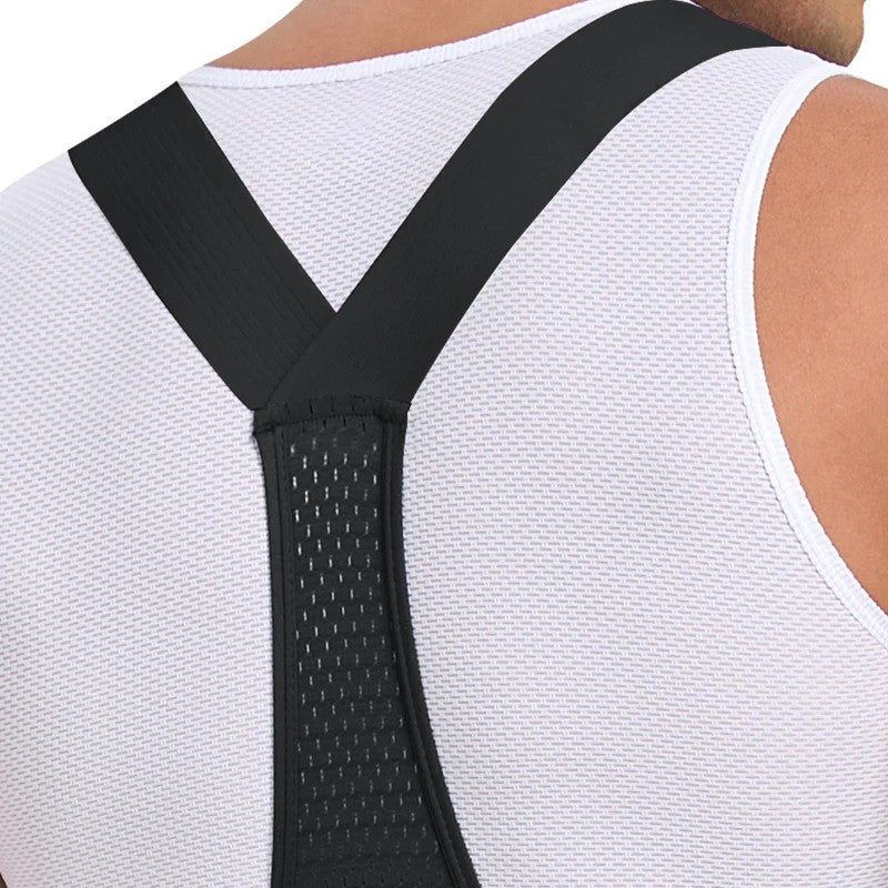 Culote corto con tirantes y almohadilla Elastic Interface® para hombre de Santic LuZheng Negro