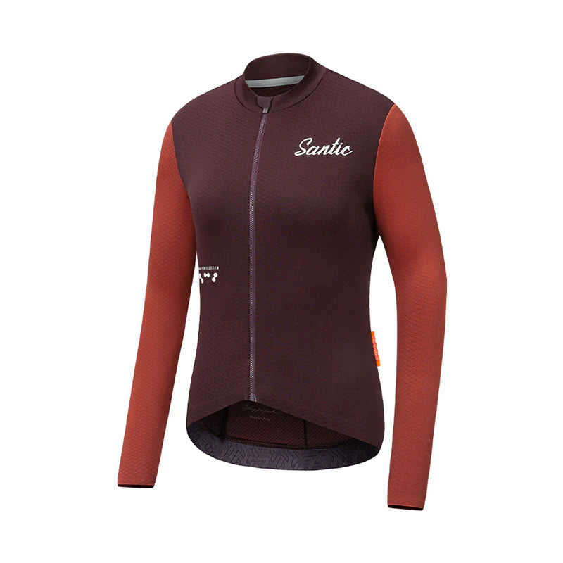 Jersey de Ciclismo Térmico Santic Yihui Mujer - Vino - 14°C a 22°C