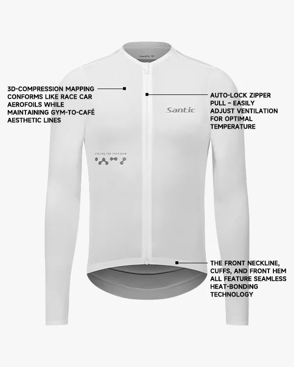 Jersey de Ciclismo Santic Solar Blanco - Protección Solar UPF 50+