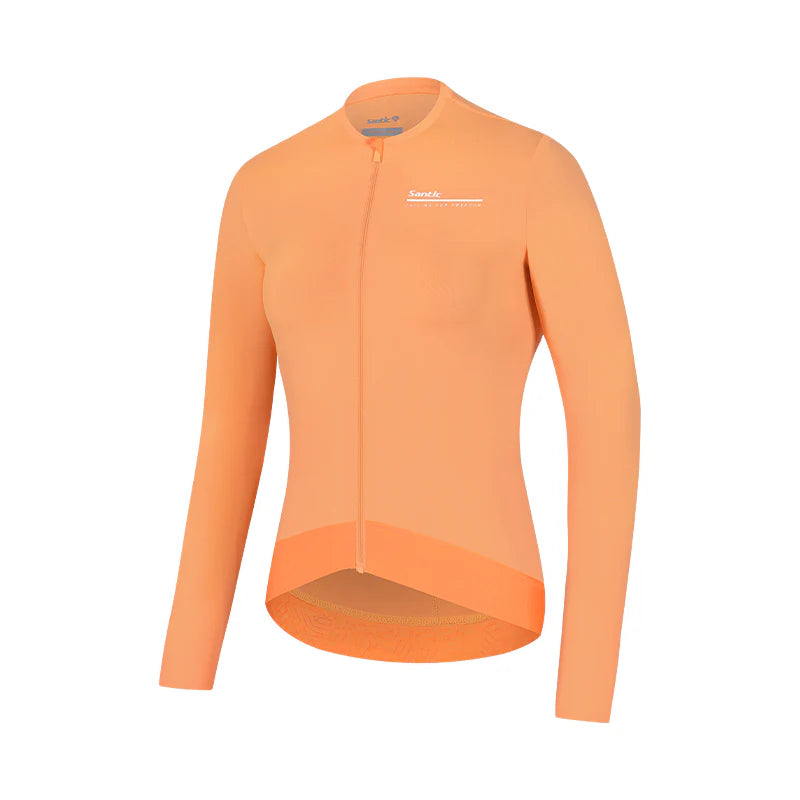 Jersey de Ciclismo Santic Breeze para Mujer - Naranja - Protección Solar UPF 50+