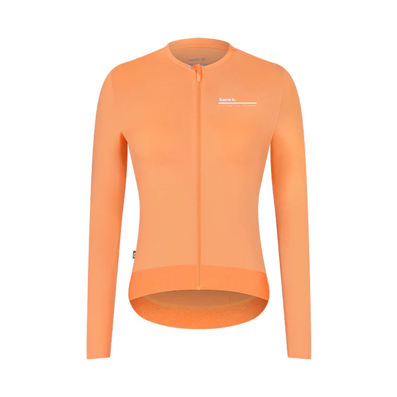 Jersey de Ciclismo Santic Breeze para Mujer - Naranja - Protección Solar UPF 50+