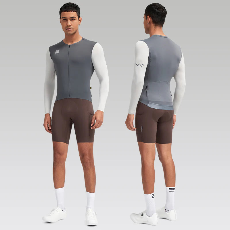 Jersey de Manga Larga Santic Bonnie Gris - Protección UPF50+ Pro-Fit