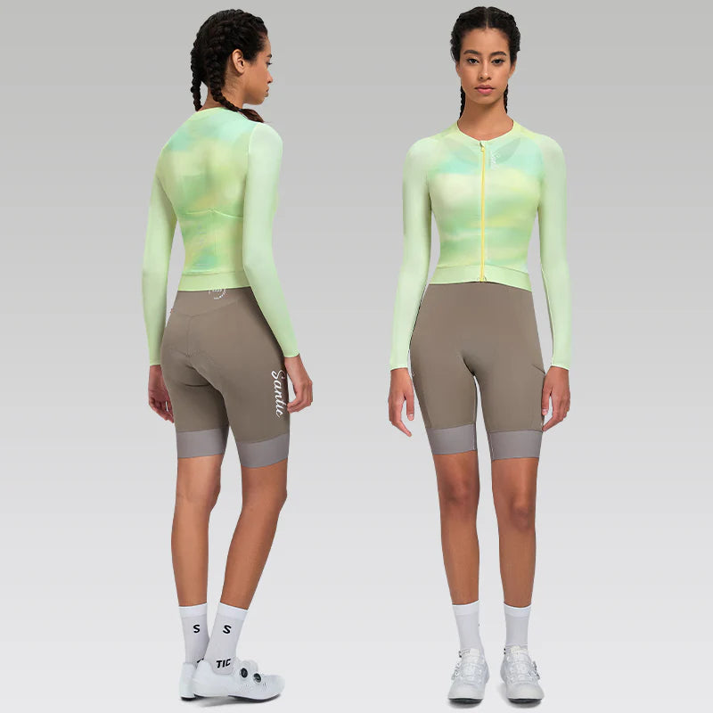 Jersey ciclista largo de mujer Santic Qing  Amarillo