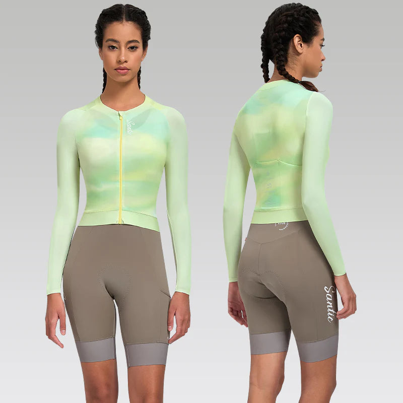 Jersey ciclista largo de mujer Santic Qing  Amarillo