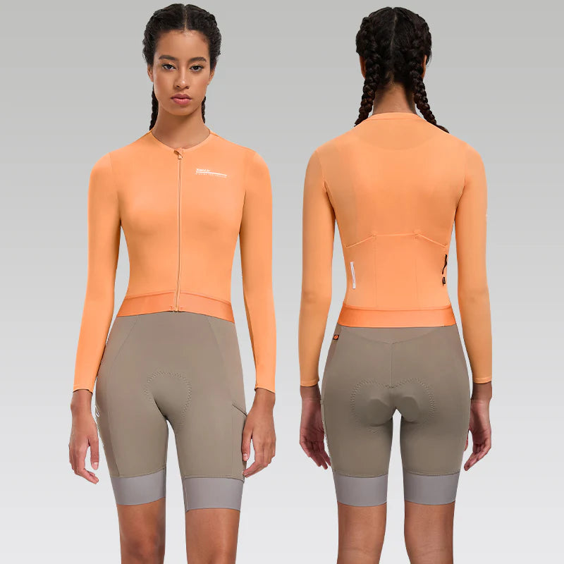 Jersey de Ciclismo Santic Breeze para Mujer - Naranja - Protección Solar UPF 50+