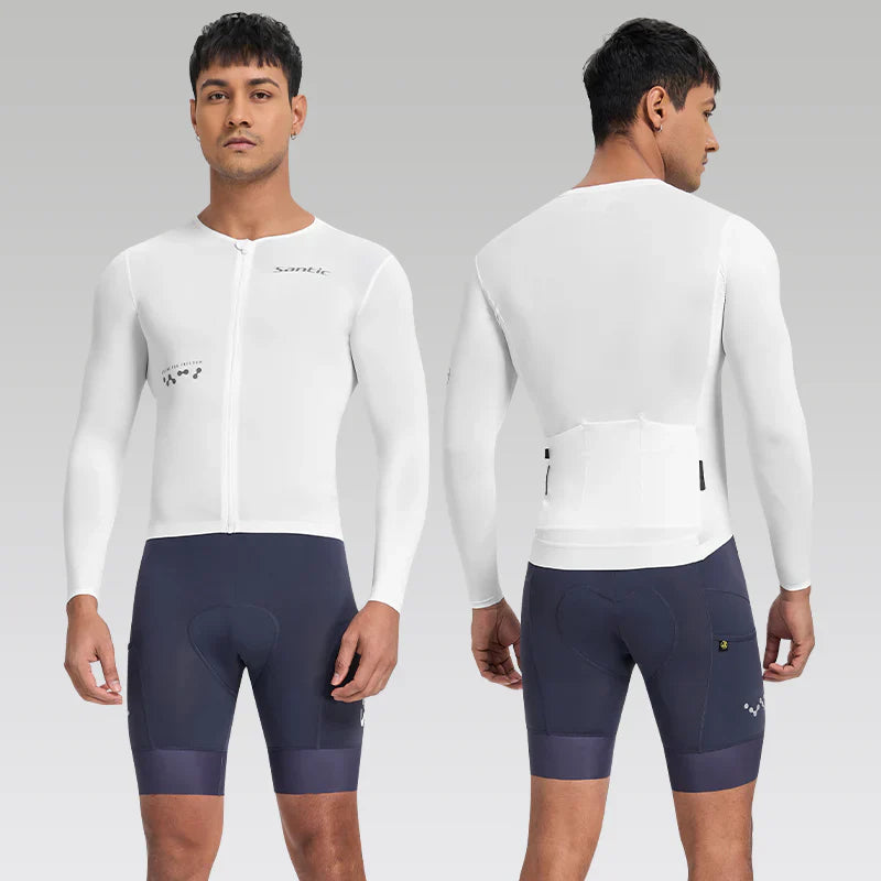 Jersey de Ciclismo Santic Solar Blanco - Protección Solar UPF 50+