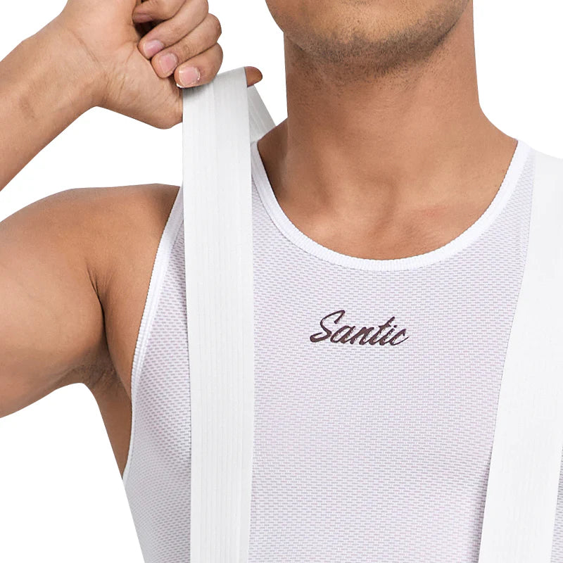 Culote corto con tirantes y almohadilla Elastic Interface® para hombre de Santic LuZheng Azul Claro
