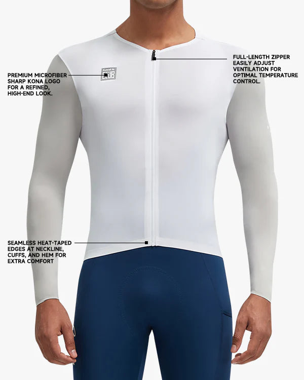 Jersey de Manga Larga Santic Bonnie Gris - Protección UPF50+ Pro-Fit