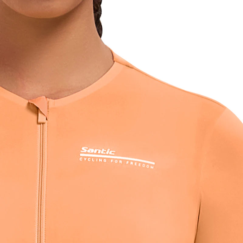 Jersey de Ciclismo Santic Breeze para Mujer - Naranja - Protección Solar UPF 50+