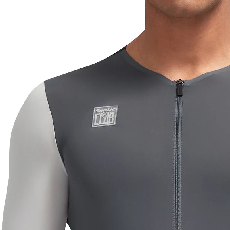 Jersey de Manga Larga Santic Bonnie Gris - Protección UPF50+ Pro-Fit