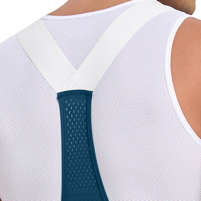 Culote corto con tirantes y almohadilla Elastic Interface® para hombre de Santic LuZheng Azul Claro