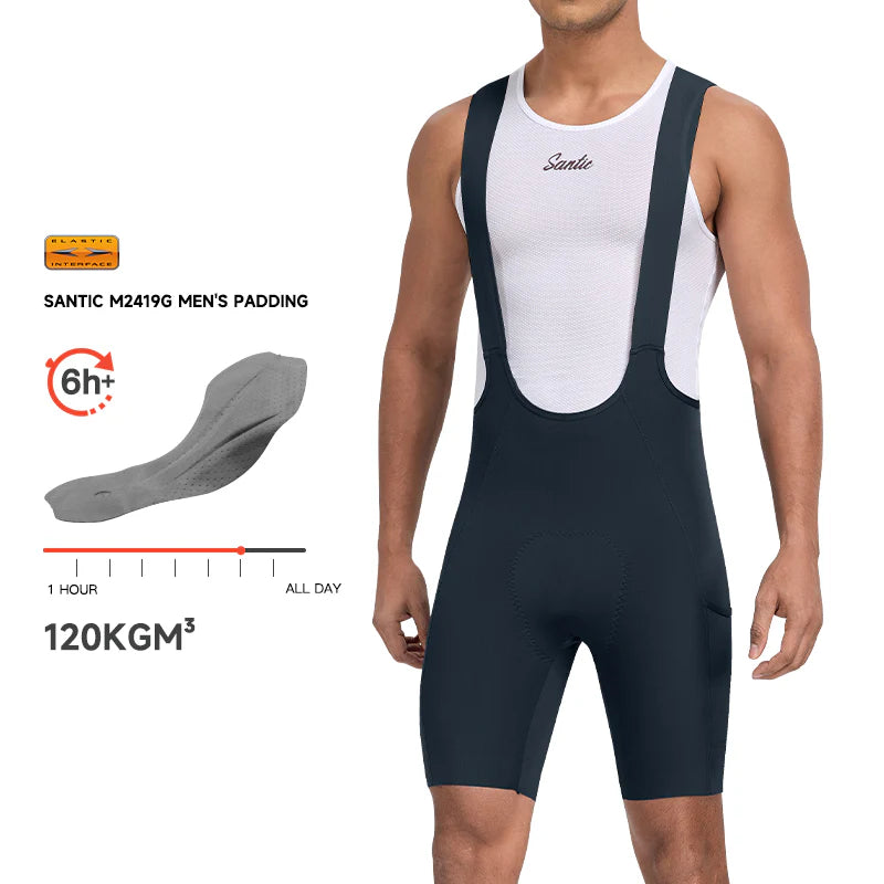 Culote corto con tirantes y almohadilla Elastic Interface® para hombre de Santic LuZheng Azul Marino